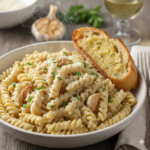 Creamy garlic pasta recipe with rich white sauce